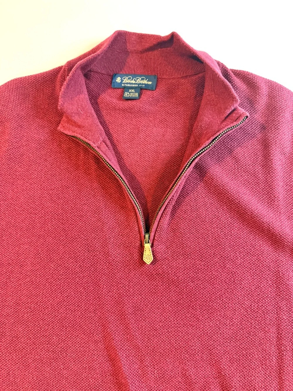 Brooks Brothers Quarter Zip Pullover Sweater Men’s Size XXL Burgundy Red